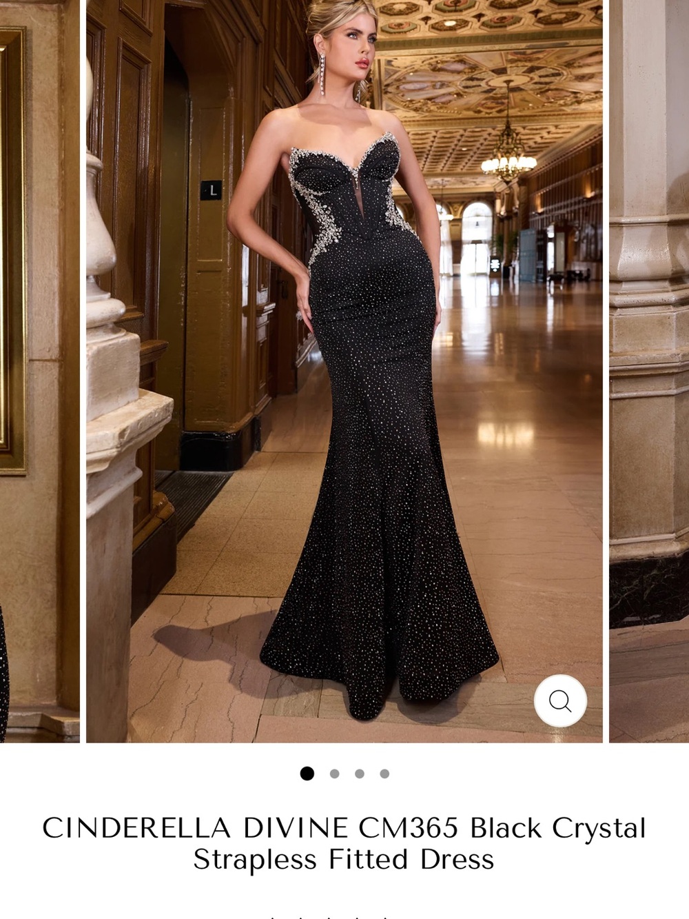 Cinderella Black Strapless Crystal-Embellished Mermaid Gown